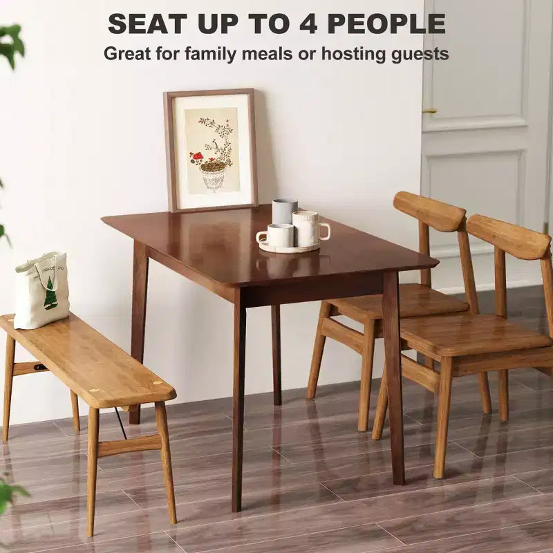 Mesa de comedor rectangular de 47.2 para 4 personas, mesa de cocina moderna de mediados de siglo con patas de madera de caucho para el comedor