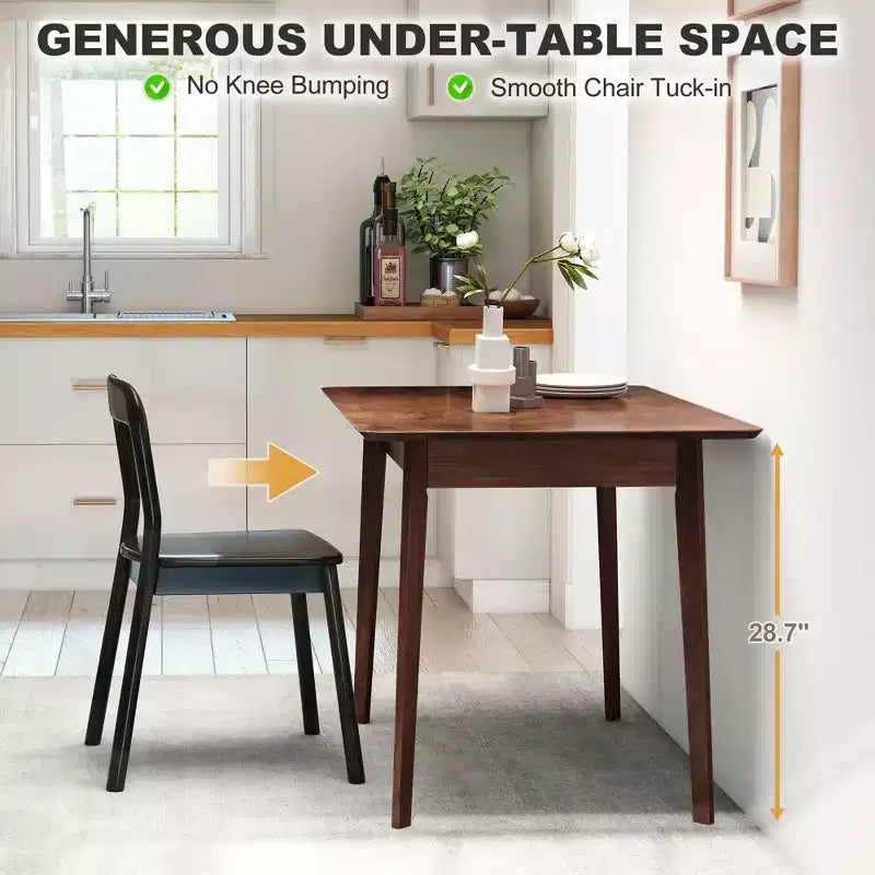 Mesa de comedor rectangular de 47.2 para 4 personas, mesa de cocina moderna de mediados de siglo con patas de madera de caucho para el comedor