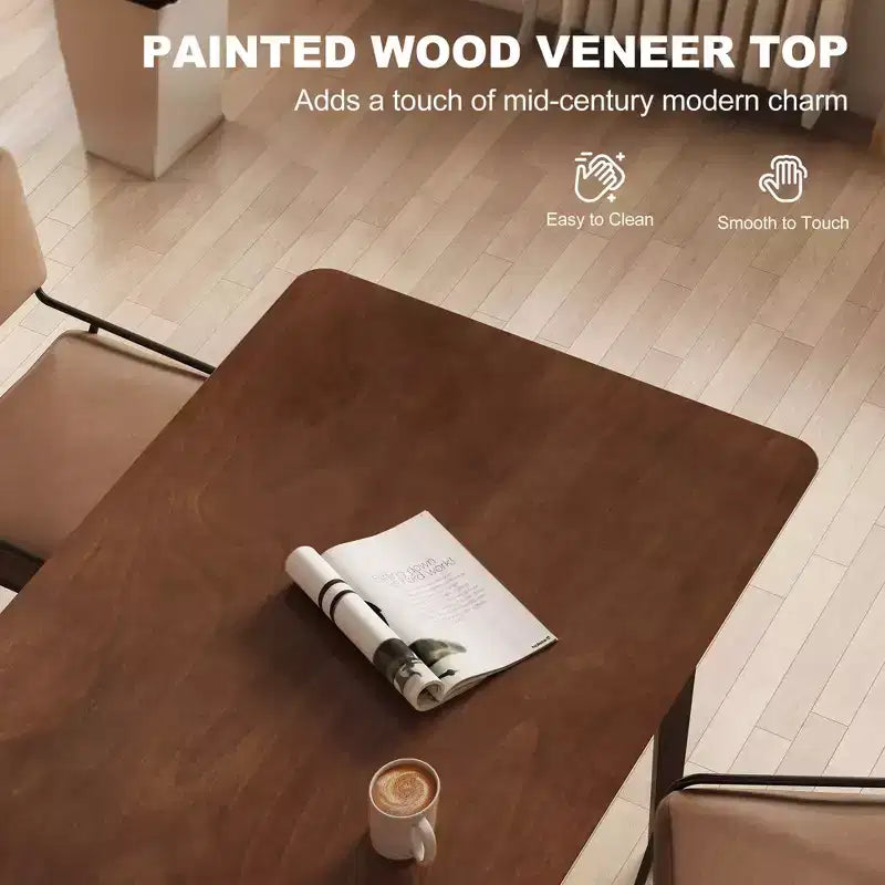 Mesa de comedor rectangular de 47.2 para 4 personas, mesa de cocina moderna de mediados de siglo con patas de madera de caucho para el comedor