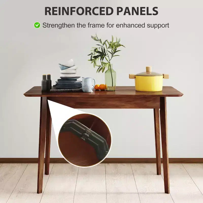 Mesa de comedor rectangular de 47.2 para 4 personas, mesa de cocina moderna de mediados de siglo con patas de madera de caucho para el comedor
