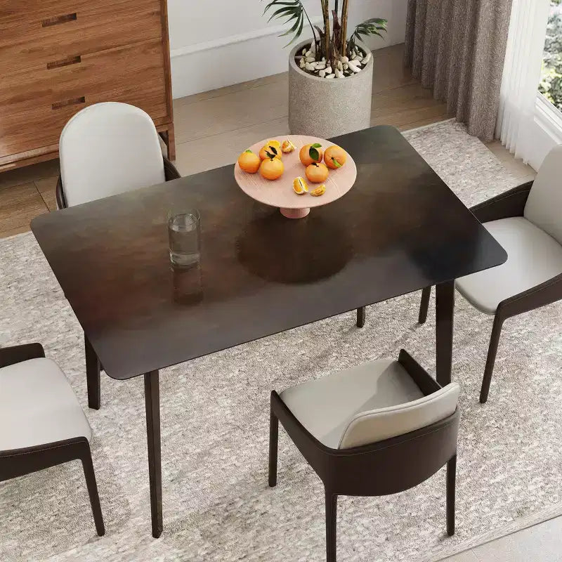 Table de salle à manger rectangulaire de 47.2 pour 4 personnes, table de cuisine moderne de style milieu du siècle avec pieds en bois d’hévéa