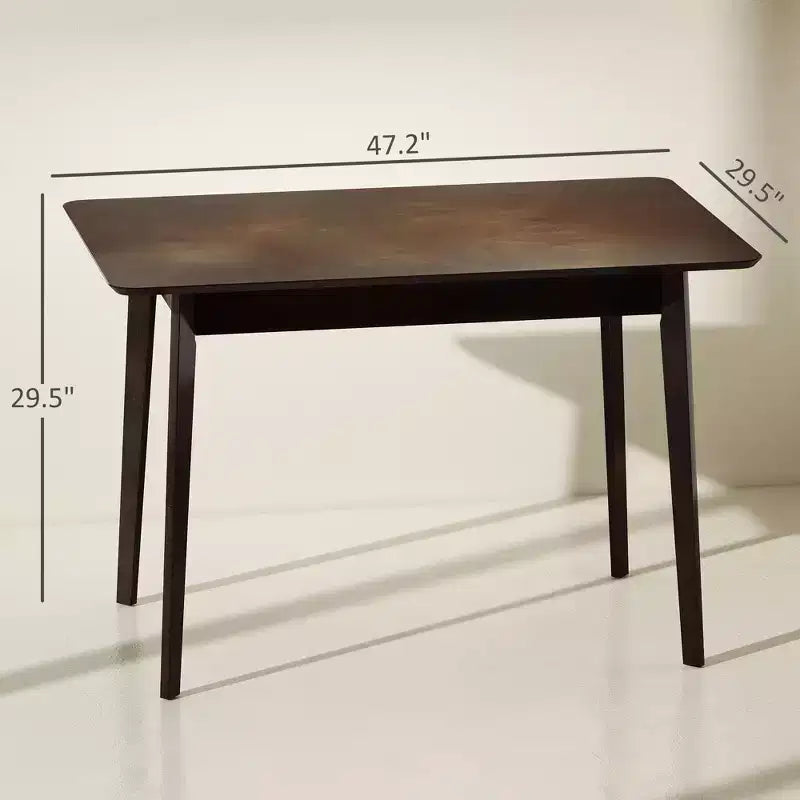 Mesa de comedor rectangular de 47.2 para 4 personas, mesa de cocina moderna de mediados de siglo con patas de madera de caucho para el comedor