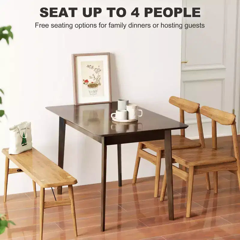 Mesa de comedor rectangular de 47.2 para 4 personas, mesa de cocina moderna de mediados de siglo con patas de madera de caucho para el comedor