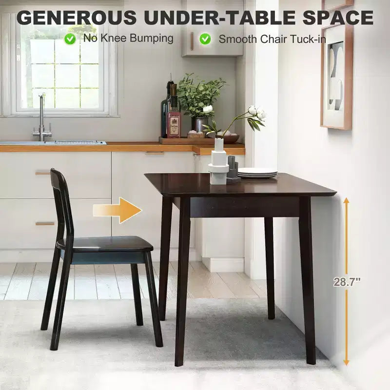 Mesa de comedor rectangular de 47.2 para 4 personas, mesa de cocina moderna de mediados de siglo con patas de madera de caucho para el comedor