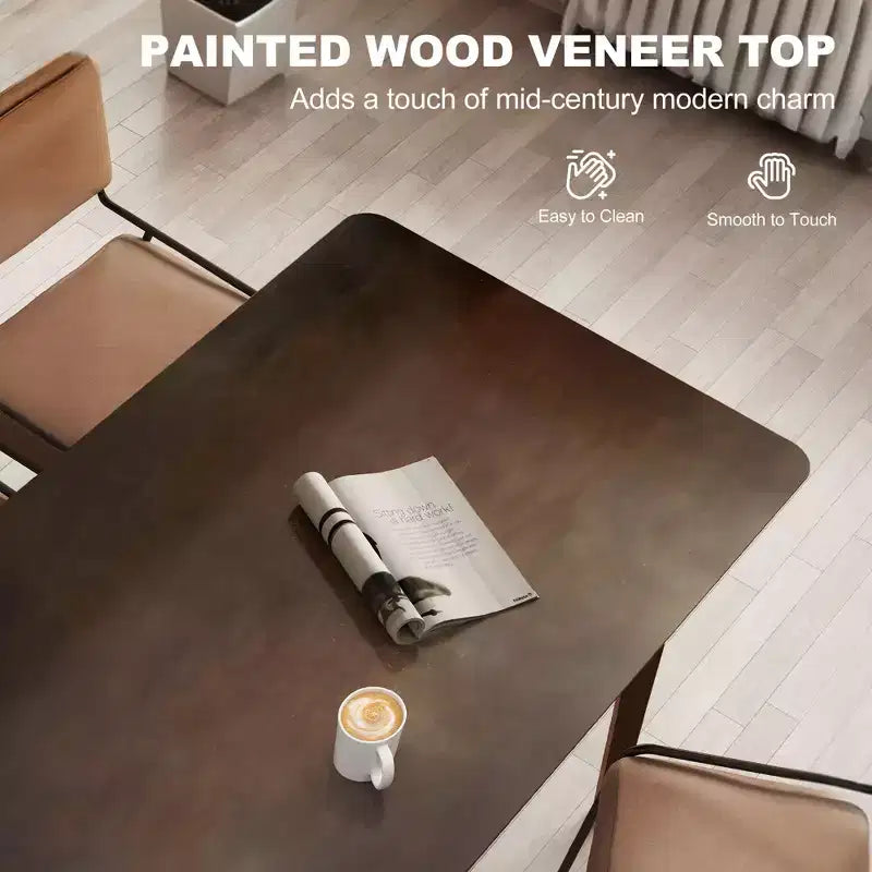 Mesa de comedor rectangular de 47.2 para 4 personas, mesa de cocina moderna de mediados de siglo con patas de madera de caucho para el comedor