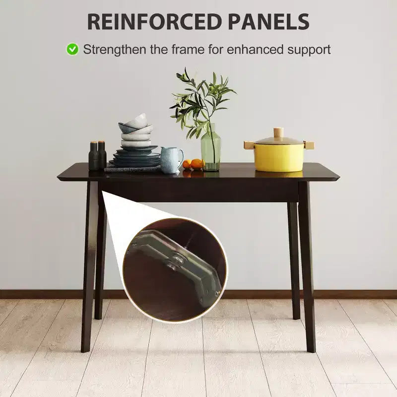 Mesa de comedor rectangular de 47.2 para 4 personas, mesa de cocina moderna de mediados de siglo con patas de madera de caucho para el comedor