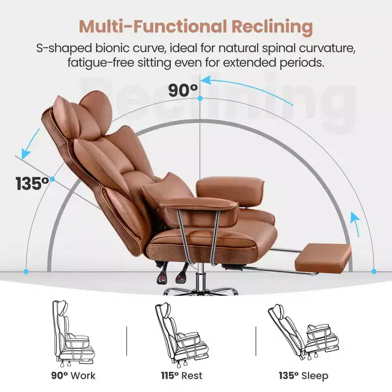 Bürostuhl, großer und hoher Chefsessel mit Fußstütze, ergonomisch, verstellbare Rückenlehne mit hoher Rückenstütze