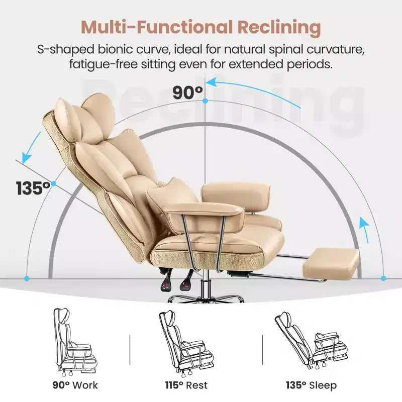 Bürostuhl, großer und hoher Chefsessel mit Fußstütze, ergonomisch, verstellbare Rückenlehne mit hoher Rückenstütze