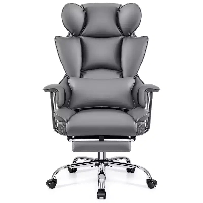 Bürostuhl, großer und hoher Chefsessel mit Fußstütze, ergonomisch, verstellbare Rückenlehne mit hoher Rückenstütze