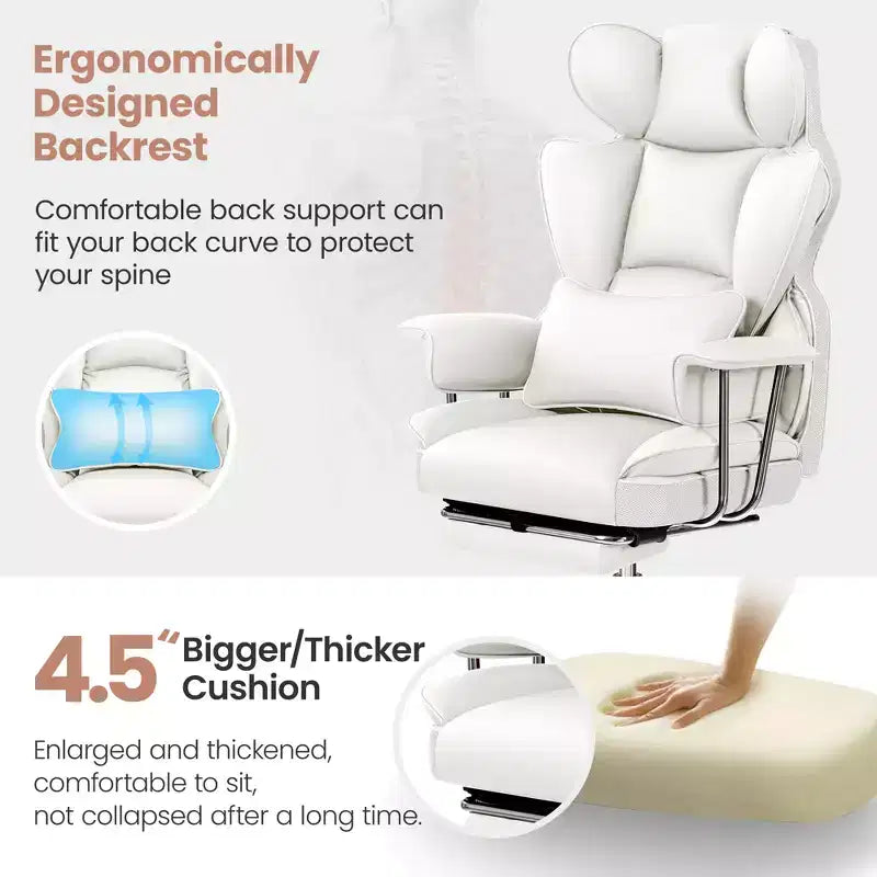 Bürostuhl, großer und hoher Chefsessel mit Fußstütze, ergonomisch, verstellbare Rückenlehne mit hoher Rückenstütze