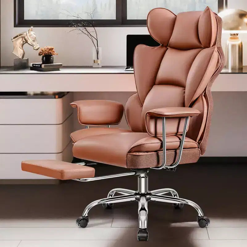 Fauteuil de bureau, fauteuil de direction pour personnes grandes et fortes avec repose-pieds, dossier haut ergonomique inclinable