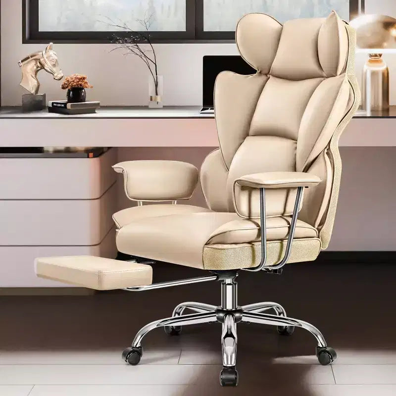 Fauteuil de bureau, fauteuil de direction pour personnes grandes et fortes avec repose-pieds, dossier haut ergonomique inclinable