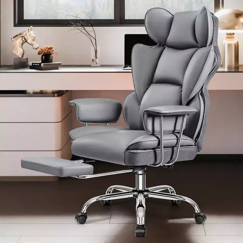 Fauteuil de bureau, fauteuil de direction pour personnes grandes et fortes avec repose-pieds, dossier haut ergonomique inclinable