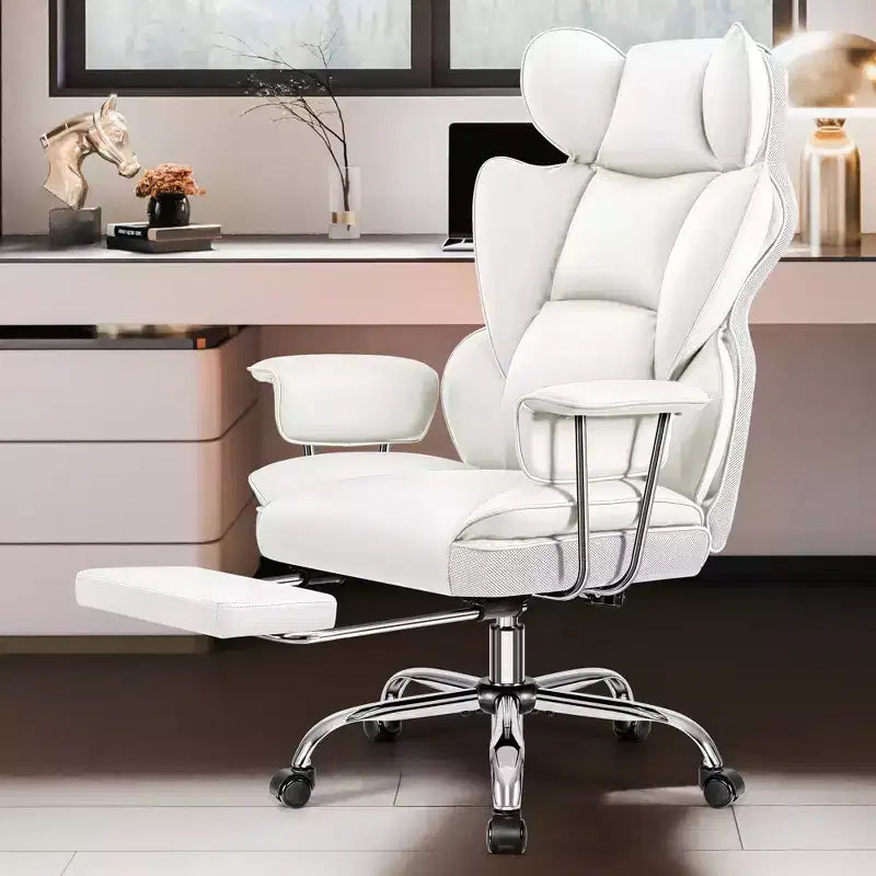 Fauteuil de bureau, fauteuil de direction pour personnes grandes et fortes avec repose-pieds, dossier haut ergonomique inclinable