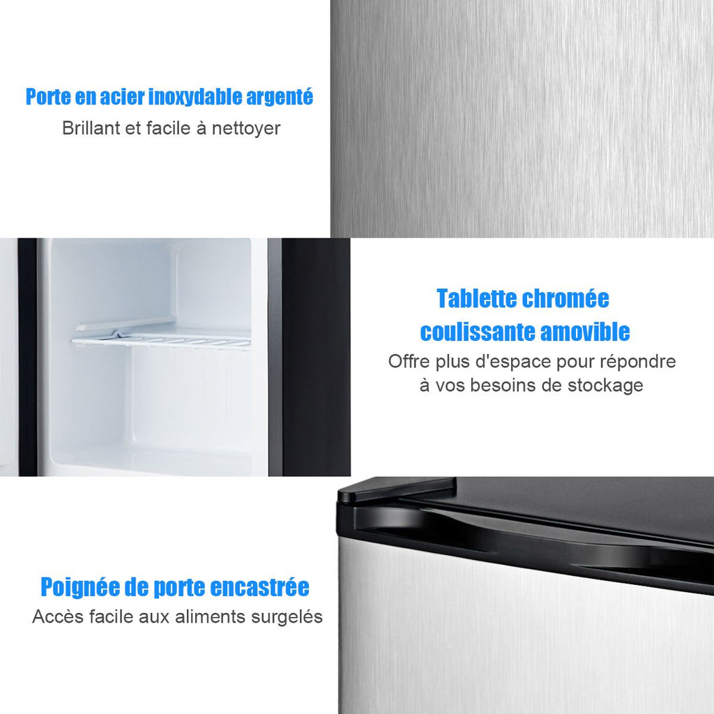 Mini Congélateur Vertical Capacité 31,1 L Porte Réversible en Acier Inoxydable Contr?le Mécanique Température Réglable
