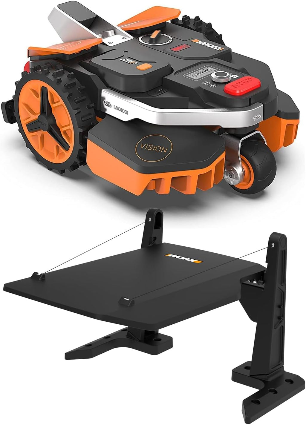 WORX LANDROID Vision WR206E.1, Robot Tondeuse sans Fil périphérique 600 m2 Surf.Max 700 m2, Installation en 30 Min, Caméra 4K + IA Adaptative, évite Tous Les Obstacles, Coupe des Bordures, Multizone