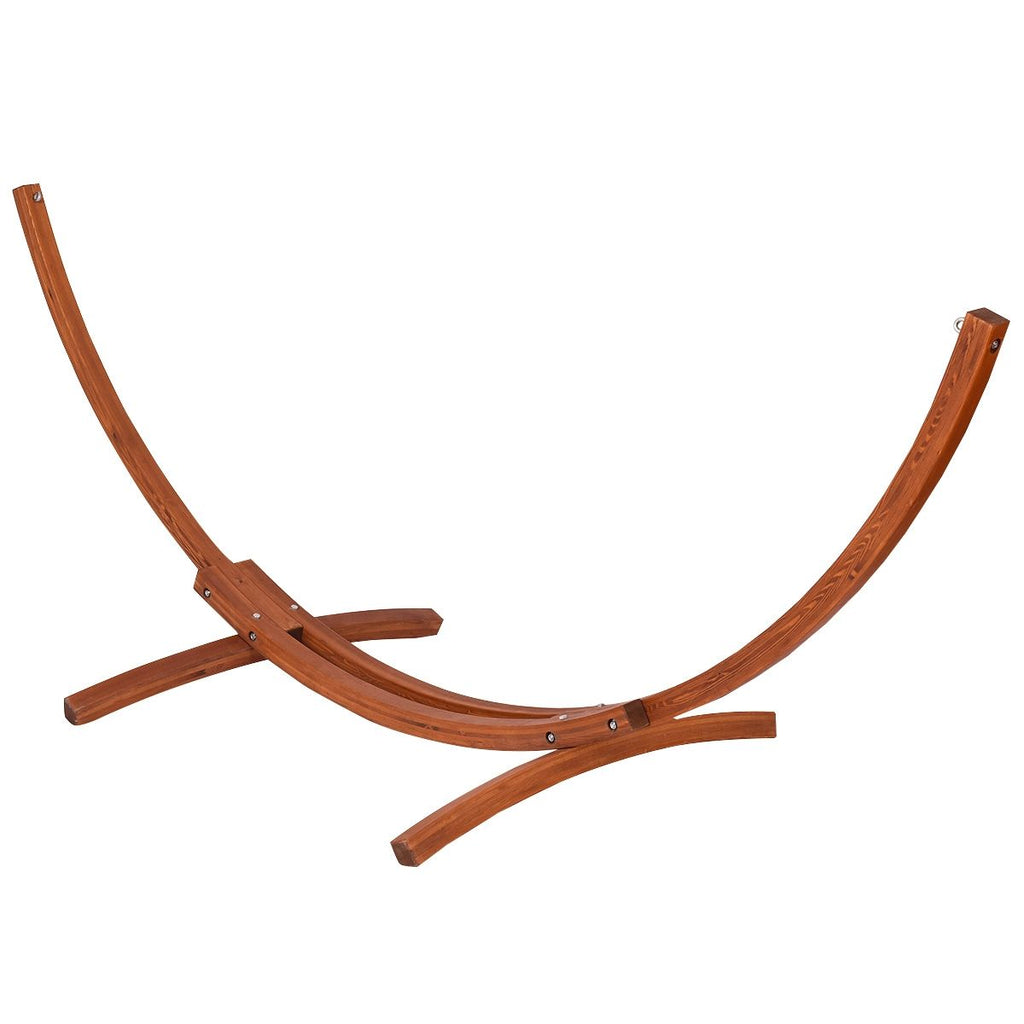 Hamac 1 Place 200x100cm avec Support en Bois de Mélèze Russe Capacité 120kg en Polyester Métal 313x115x120cm Naturel