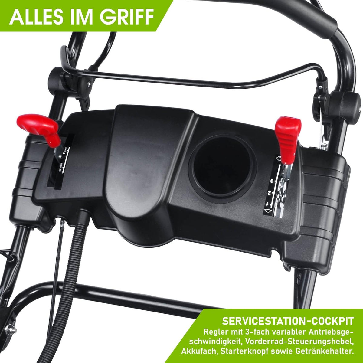 BRAST tondeuse thermique 3 roues TRIKE E-START 224cc 53cm tractée démarrage électrique mulching 4en1 capot en t?le en acier 60l - moteur 4 temps de la marque fran?aise GT reglable