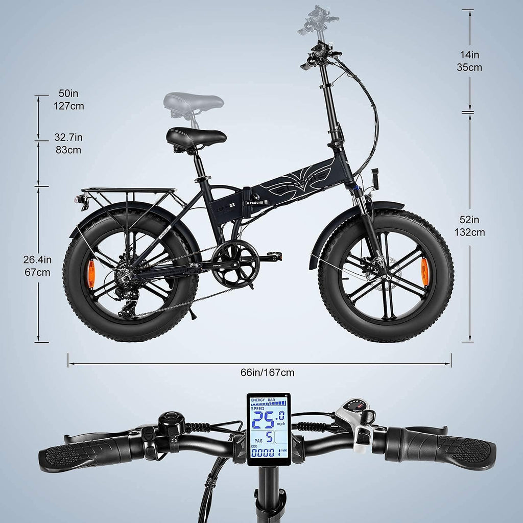 ENGWE EP-2 Pro Vélo électrique Pliable 20 ¡Á 4.0 Fat Bike Electrique 7 Vitesses avec Batterie Amovible 48V 13Ah Autonomie 120km Tout-Terrain & VTT & Plage & Neige