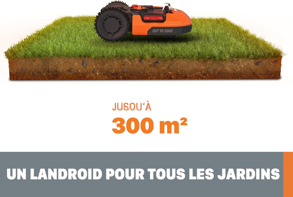 WORX LANDROID Vision WR206E.1, Robot Tondeuse sans Fil périphérique 600 m2 Surf.Max 700 m2, Installation en 30 Min, Caméra 4K + IA Adaptative, évite Tous Les Obstacles, Coupe des Bordures, Multizone