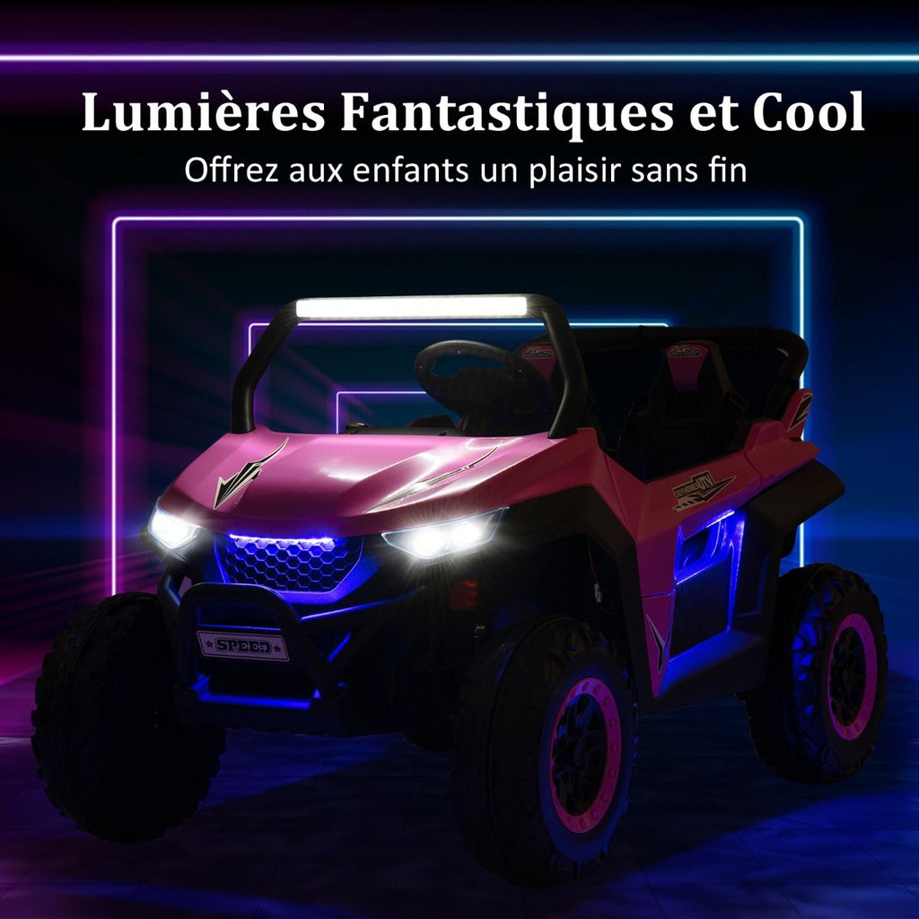 Voiture électrique Enfant 12 V Télécommande pour 3-8 Ans 2 Vitesses Ressort de Suspension Charge 59KG 118x74x71CM Noir/Rose/Rouge