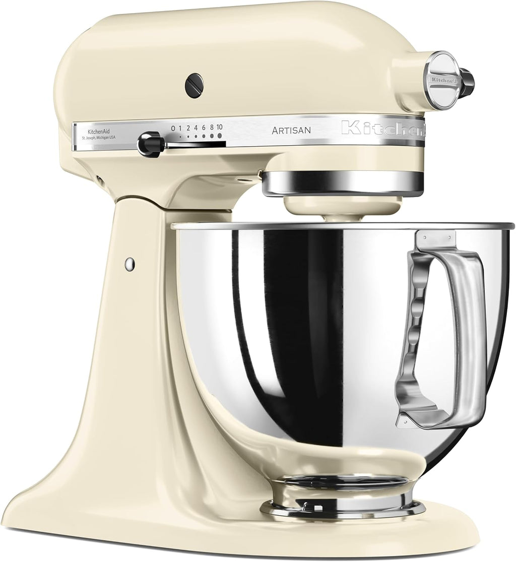KitchenAid Robot Patissier I Artisan I Robot cuisine multifonctions à tête inclinable I Avec 4 accessoires I Bol de 4,8L | Crème