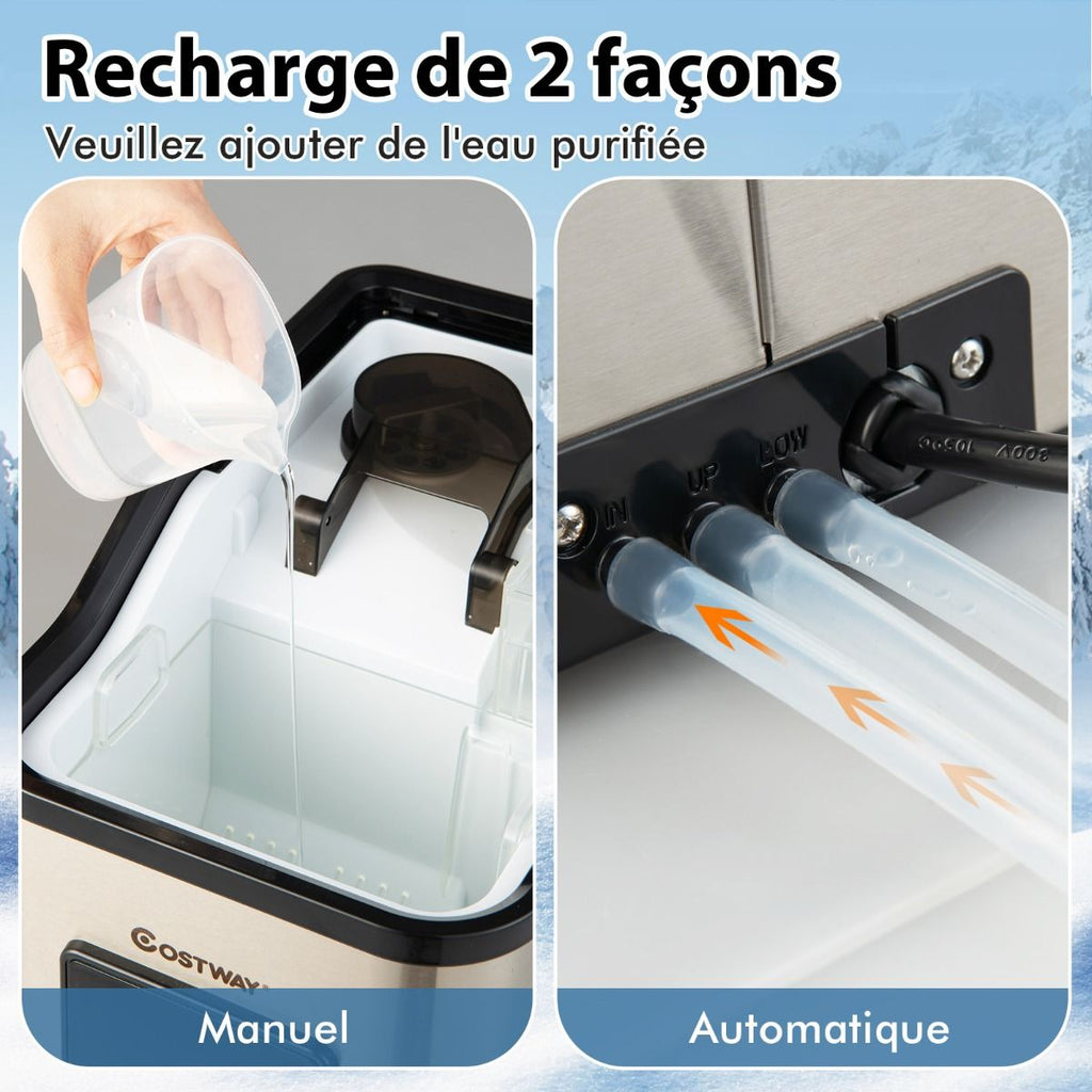Machine à Gla?ons 24kg en 24h Panneau de Contr?le Tactile LED