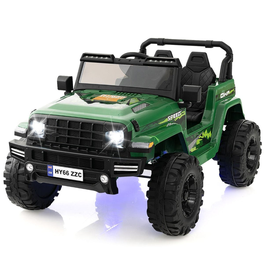 24V Voiture électrique 2 Places Enfants avec Télécommande 2,4G Musique LED Démarrage Lent 2 Vitesses Charge 35kg pour 3-8 Ans+ Rouge/Rose/Vert