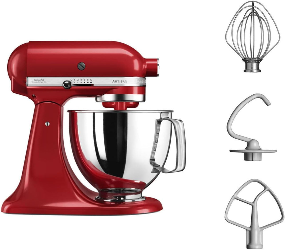 KitchenAid Robot Patissier I Artisan I Robot cuisine multifonctions à tête inclinable I Avec 4 accessoires I Bol de 4,8L | Crème