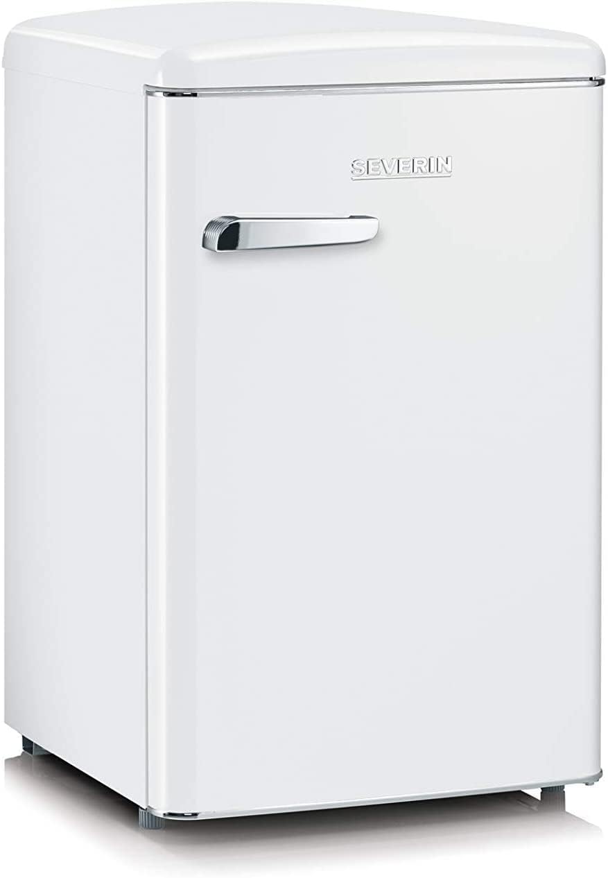 SEVERIN Réfrigérateur Congélateur, Pose libre, Longueur 55 cm, 108L, Classe D, 110 kWh/an, 37 dB, Look rétro, Crème, RKS 8833