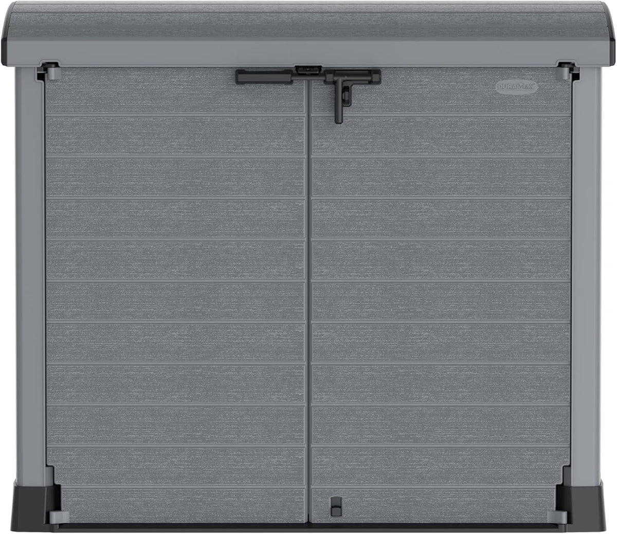 Duramax StoreAway 1200L Plastic Garden Shed/ Flat Lid, Outdoor Storage Shed, Wheelie Bin Hideaways, Wheelie bin box, Durable Construction, Ideal for Bikes, BBQs & 2x 240L Bins, 145x85x125 cm, Brown