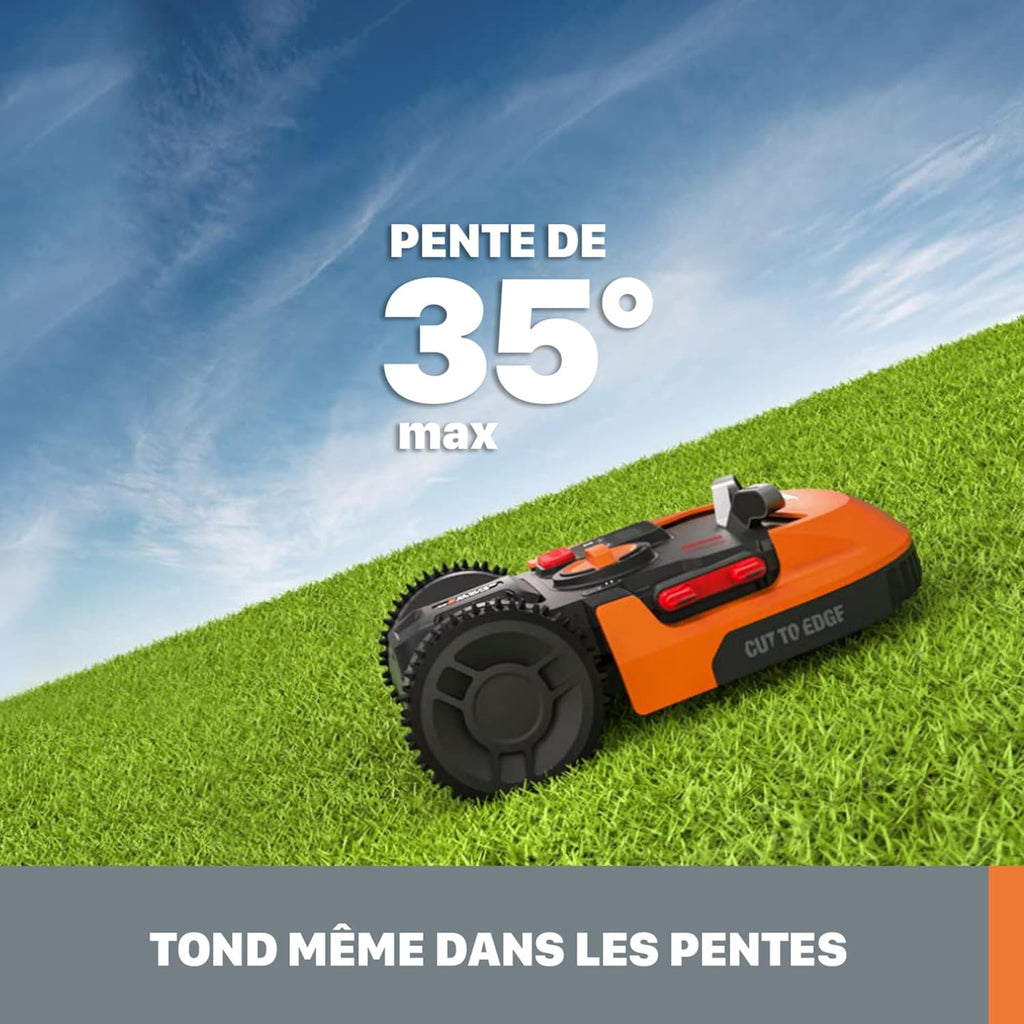 WORX LANDROID Vision WR206E.1, Robot Tondeuse sans Fil périphérique 600 m2 Surf.Max 700 m2, Installation en 30 Min, Caméra 4K + IA Adaptative, évite Tous Les Obstacles, Coupe des Bordures, Multizone
