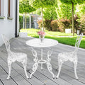 Ensemble Table et 2 Chaises pour Jardin en Aluminium en Forme de Rose Blanc Résistant aux Intempéries
