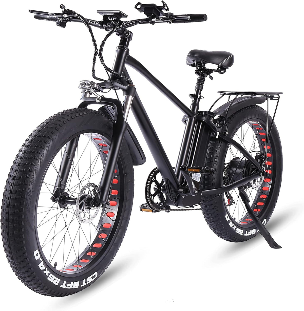 ride66 Vélo électrique VTT pour Homme Adulte, 26 Pouces 21Ah Batterie au Lithium Shimano 7 Vitesses, Vélo Homme Fat Bike Noir XL