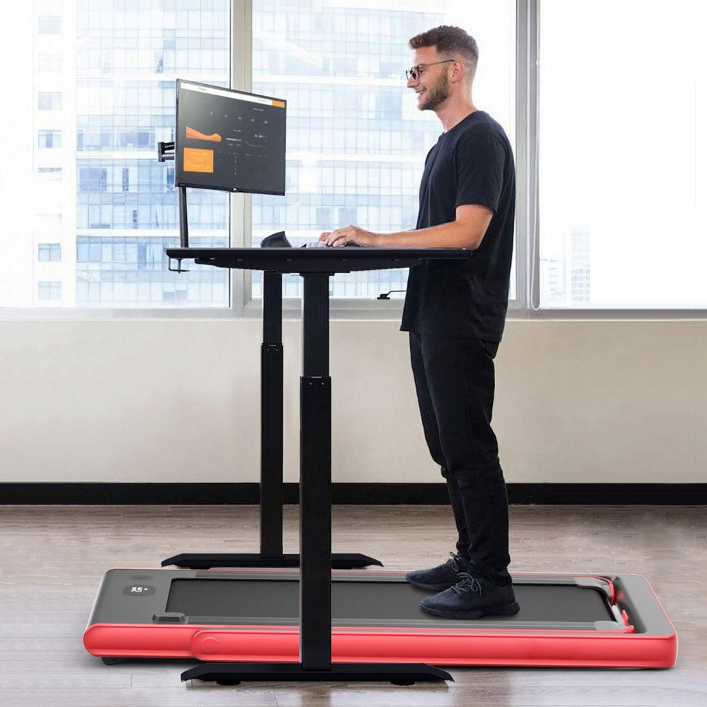 Tapis de Course Pliable 0,75HP Double Affichage LED APP et Télécommande Vitesse Motorisé 12 km/h Surface 40x100cm Rouge
