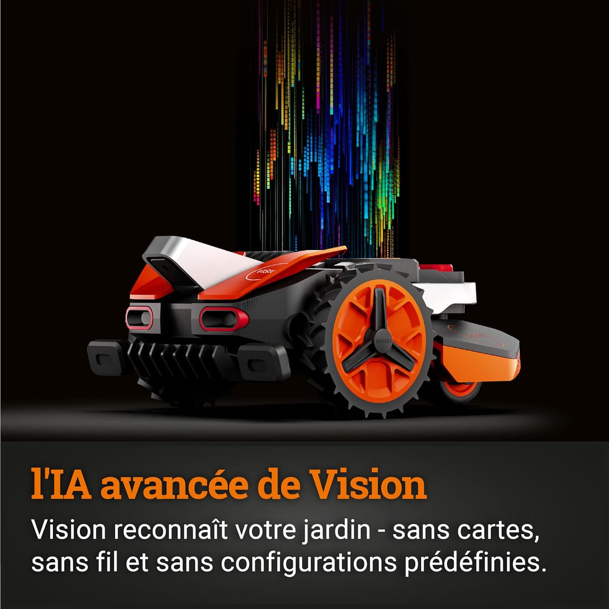 WORX LANDROID Vision WR206E.1, Robot Tondeuse sans Fil périphérique 600 m2 Surf.Max 700 m2, Installation en 30 Min, Caméra 4K + IA Adaptative, évite Tous Les Obstacles, Coupe des Bordures, Multizone