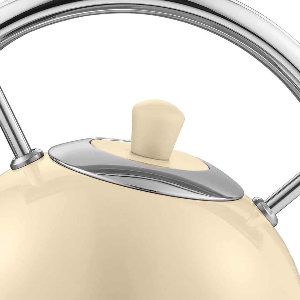 Swan Retro Ensemble Petit-Déjeuner, Bouilloire 1,8 L, Grille-Pain 2 Tranches à Fente Large, Micro-Ondes Numérique 20L, 6 Niveaux de Puissance, Minuteur, Porte Miroir, Design Vintage, Crème