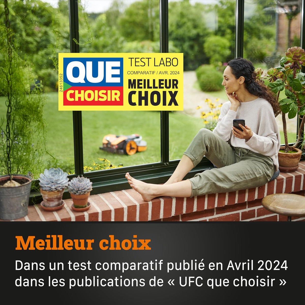 WORX LANDROID Vision WR206E.1, Robot Tondeuse sans Fil périphérique 600 m2 Surf.Max 700 m2, Installation en 30 Min, Caméra 4K + IA Adaptative, évite Tous Les Obstacles, Coupe des Bordures, Multizone