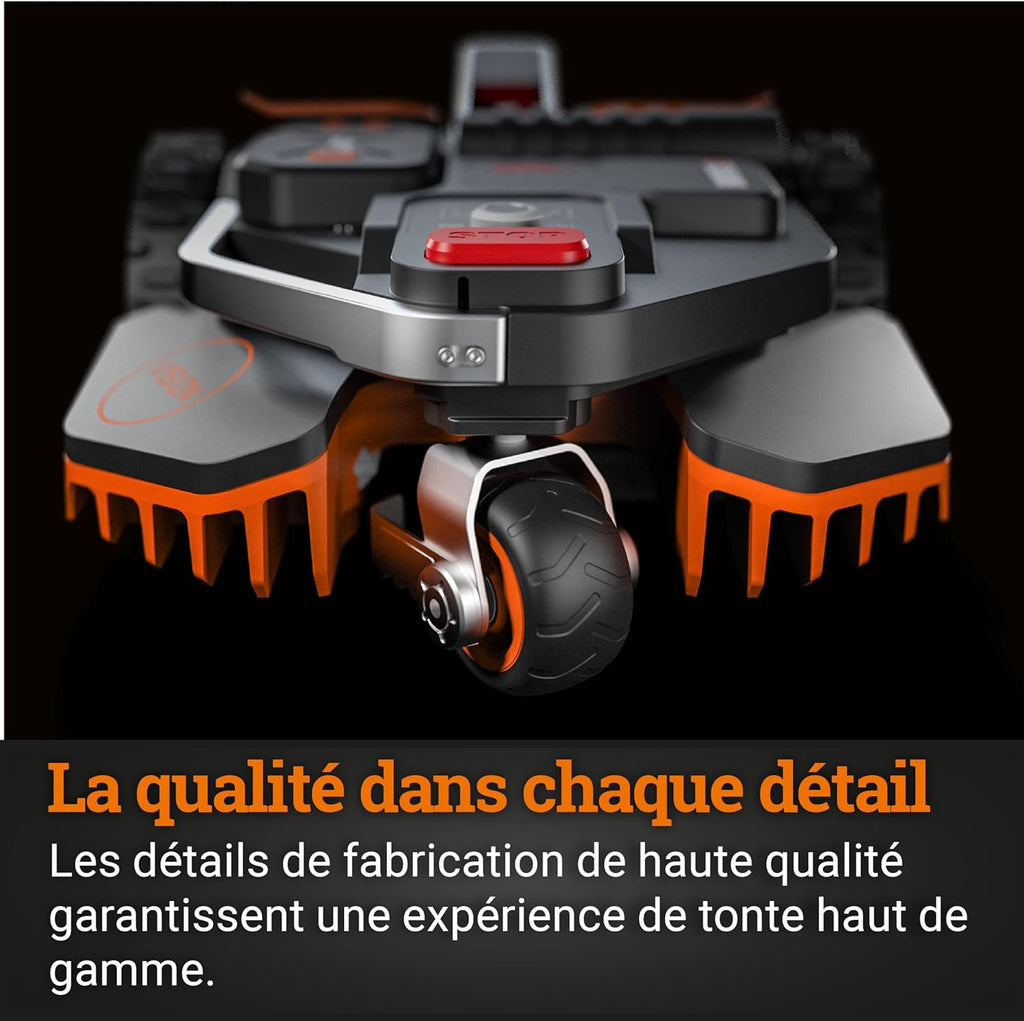WORX LANDROID Vision WR206E.1, Robot Tondeuse sans Fil périphérique 600 m2 Surf.Max 700 m2, Installation en 30 Min, Caméra 4K + IA Adaptative, évite Tous Les Obstacles, Coupe des Bordures, Multizone