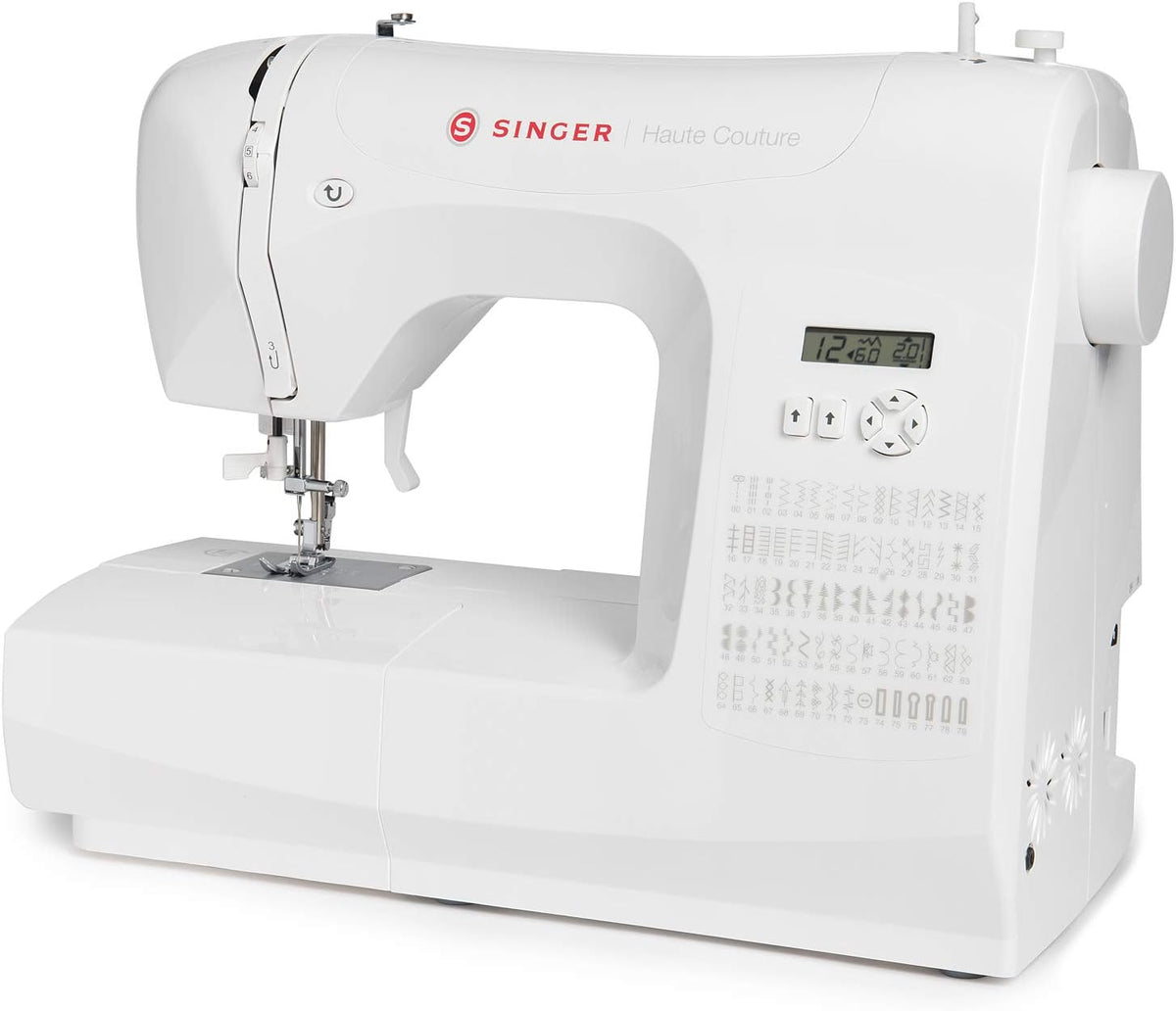 Singer Haute Couture F527C Machine à coudre électronique Professionnelle, 80 points, utilitaires, élastiques, décoratifs, Facile pour Débutants Electrique Portable, Maison