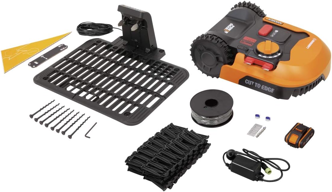 WORX LANDROID Vision WR206E.1, Robot Tondeuse sans Fil périphérique 600 m2 Surf.Max 700 m2, Installation en 30 Min, Caméra 4K + IA Adaptative, évite Tous Les Obstacles, Coupe des Bordures, Multizone