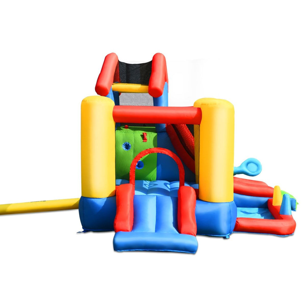 Chateau Gonflable 7 en 1 pour Enfant 3-10 Ans Toboggans Capacité 135kg en Tissu Oxford 356x289x233cm Multicolore