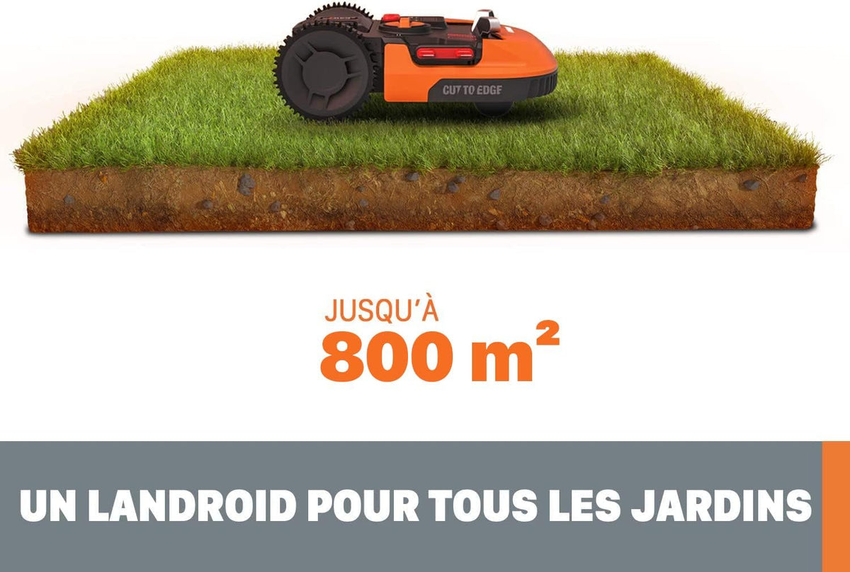 WORX LANDROID Vision WR206E.1, Robot Tondeuse sans Fil périphérique 600 m2 Surf.Max 700 m2, Installation en 30 Min, Caméra 4K + IA Adaptative, évite Tous Les Obstacles, Coupe des Bordures, Multizone
