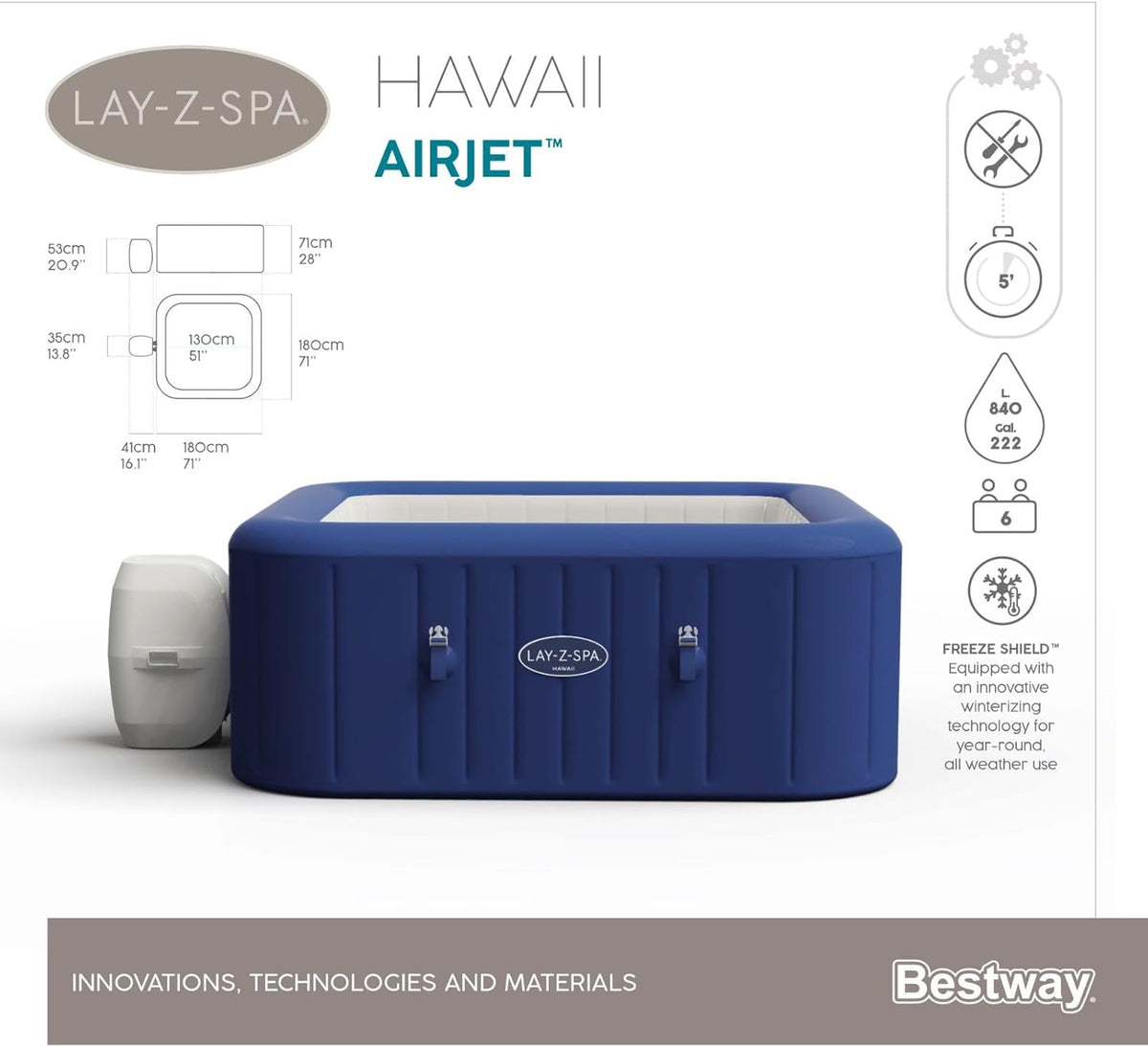 Spa gonflable rond BESTWAY Lay-Z-Spa? Miami Airjet? 2 - 4 personnes