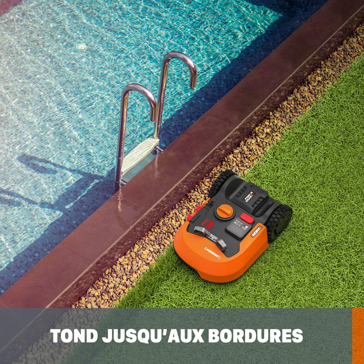 WORX LANDROID Vision WR206E.1, Robot Tondeuse sans Fil périphérique 600 m2 Surf.Max 700 m2, Installation en 30 Min, Caméra 4K + IA Adaptative, évite Tous Les Obstacles, Coupe des Bordures, Multizone