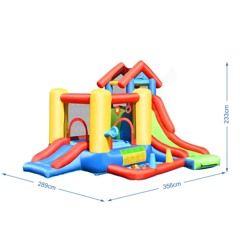 Chateau Gonflable 7 en 1 pour Enfant 3-10 Ans Toboggans Capacité 135kg en Tissu Oxford 356x289x233cm Multicolore