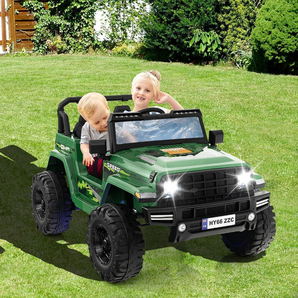 24V Voiture électrique 2 Places Enfants avec Télécommande 2,4G Musique LED Démarrage Lent 2 Vitesses Charge 35kg pour 3-8 Ans+ Rouge/Rose/Vert